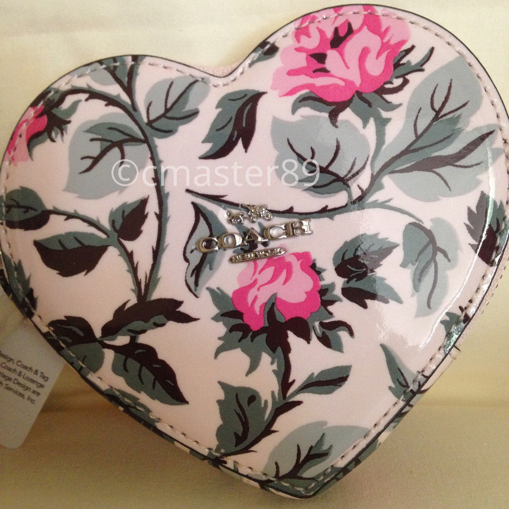 SOLD Coach Sleeping Rose Heart Coin Purse - Picture 3 of 8